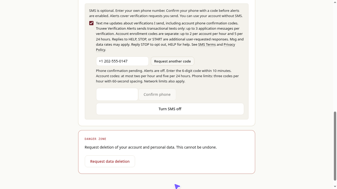 Account holder pending state — development capture using synthetic responses